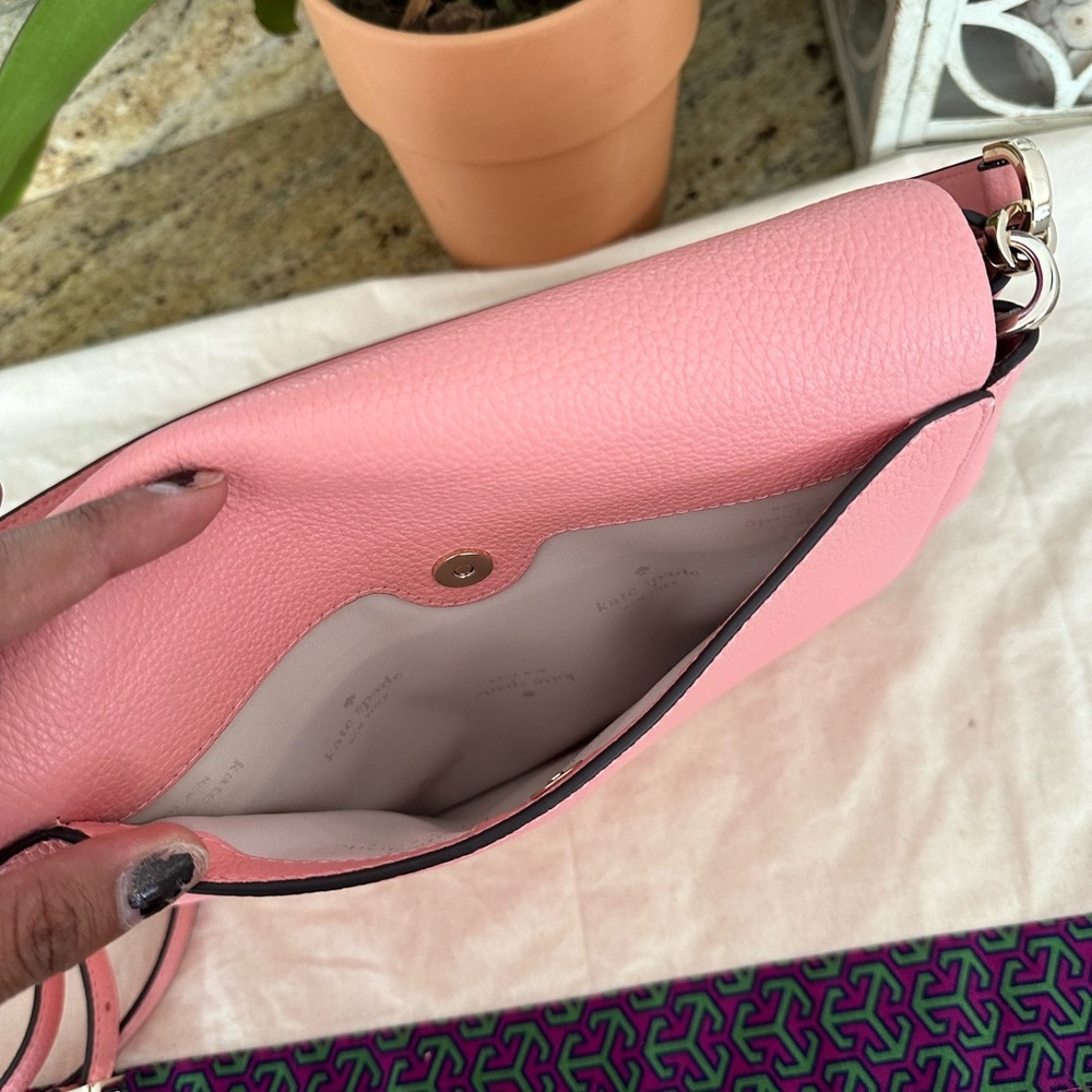 New Kate spade medium lap shoulder bog pebbled leather peechy ros - Picture 4 of 11